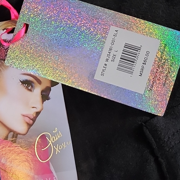 NWT Paris Hilton Black Iconic Bling Zip-Up Velour Hoodie Size Large L - Picture 3 of 9